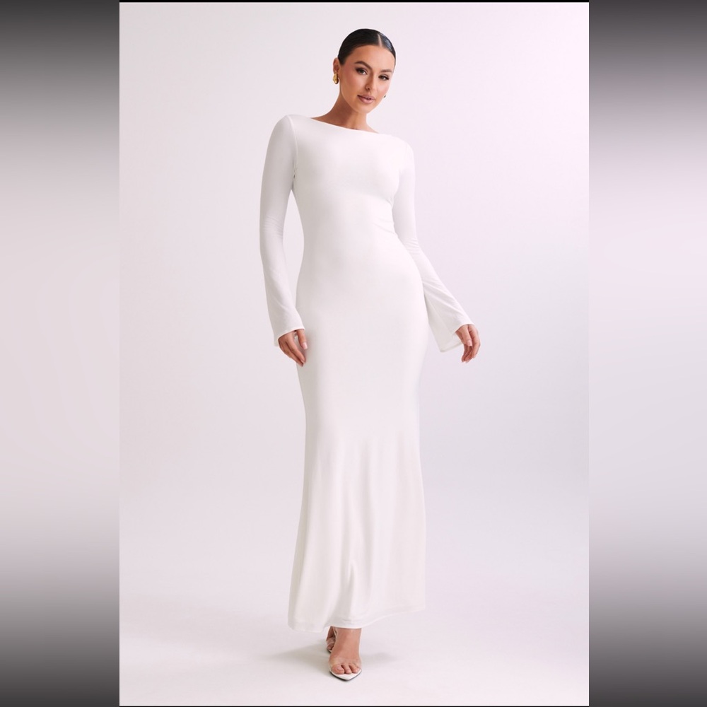 Meshki Tarna Slinky Ivory Long Sleeve Dress